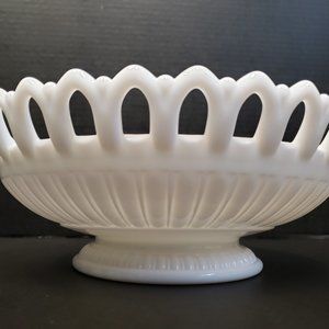 Large Milk Glass "lace" pattern bowl